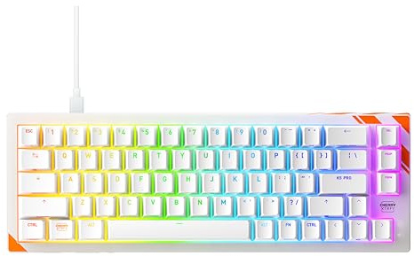 Cherry XTRFY K5 Pro TMR Compact - Magnetisch verkabelte Gametaste, Anpassbare MK Crystal-Schalter, Hot-Swap, Rapid Trigger, SnapKey, Schalldämpfung, 8000 Hz, US Layout (QWERTY), Weiß