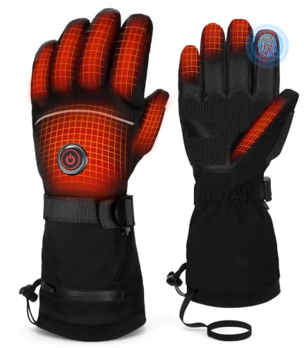 MRAWARM Beheizbare Handschuhe für Herren und Damen | 2 × 6000-mAh-Akkus, Bis zu 70 °C, Touchscreen, Wasserdicht, Winddicht, Rutschfeste Handfläche, Handgelenkschlaufe
