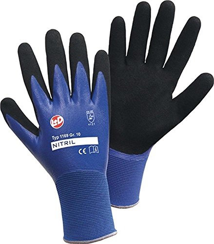Handschuhe Nitril Aqua Gr.9 blau/schwarz, EN 388 Kat.II, 12 Paar