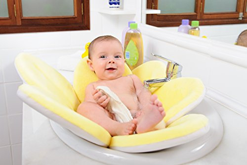 WonderWaldLight Flor de baño - Bañe a su niño en la bañera - Diversión de baño al 100% para usted y su bebé, camilla acolchada, acogedor, cómodo y suave - amarillo