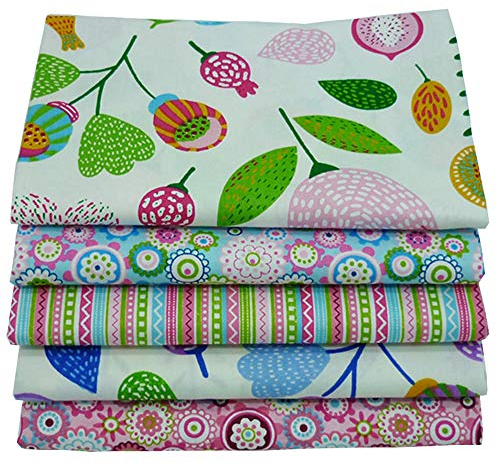 YYSZ Baumwollstoff Meterware Stoffpaket 5 Stück je 46 x 56 cm, Stoffe zum Nähen Patchwork Stoff Paket Stoffreste Nähstoffe Baumwolle Öko-Tex DIY Baumwolltuch, 18 x 22