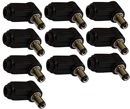 AERZETIX: 10x Fiche mâle connecteur Jack Adaptateur Prise d'alimentation - coudé 90° DC 5.5/2.1mm - à souder - C42273