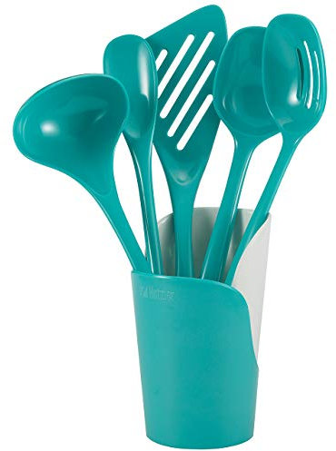 Hutzler Melamine Utensils Juego de Utensilios y Crock, Turquesa