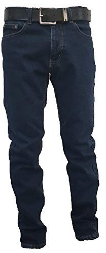 Jeans Uomo 5 Tasche Invernale Imbottito in Pile Caldo Foderato Elastico 46-60 Termico Scuro a Vita Alta Denim