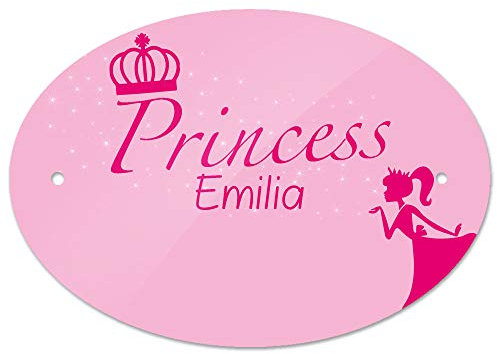 Eurofoto Türschild mit Namen Emilia und Prinzessin-Motiv | Kinderzimmer-Schild