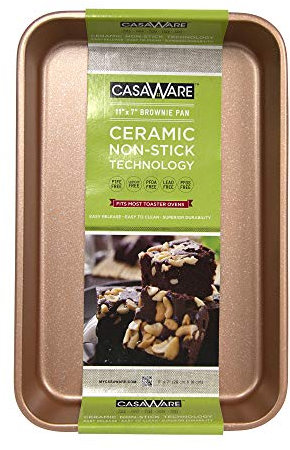 casaWare Toaster Ofen Backform 17,8 x 27,9 cm Keramik beschichtet Antihaftbeschichtung (Roségold Granit)