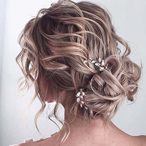 Zoestar Haarnadel mit Strass und Kristallen für die Braut, Hochzeitshaarschmuck für Damen und Mädchen (2 Stück) (Rosegold)