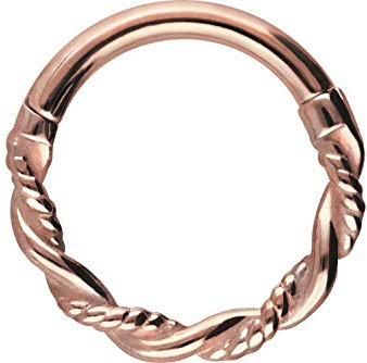 PIERCINGLINE Segmentring Clicker doppelt gedreht Chirurgenstahl Piercing für Nase Septum Ohr Helix Tragus Roségoldfarben 6 mm