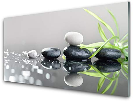 Tulup Impression sur Verre Trempé 100x50cm - Plastique Imprimés Tableau Décoration Déco Mural Moderne Design - Pierres Herbe Art
