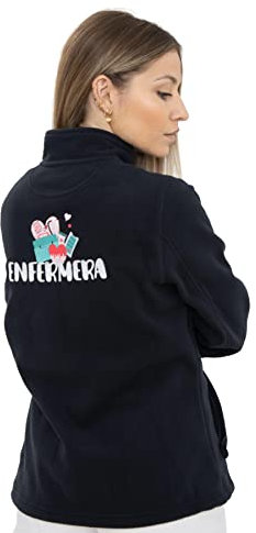 WEARK Forro Polar Enfermera Sudadera Bordado Bolsillos Colores Suave Tacto Mujer (L)