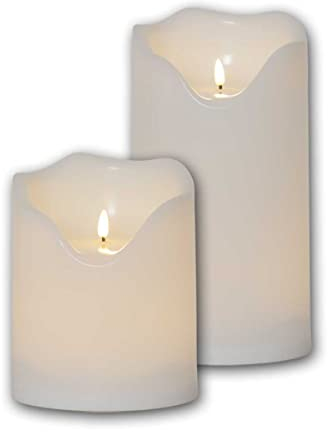 XXL Outdoor LED Kerze GRAND, 3D Flamme, Jumbo Kerzen 2er Set, mit Timer