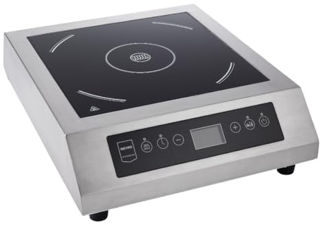 METRO Professional Piano cottura a induzione GIC3140, acciaio inox, diametro max di 32 cm, display LED, gamma temp.: 60-240°C, 3500 W, argento (X-Large)