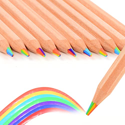 nsxsu 20 Stück Regenbogen Buntstifte für Kinder, 7 in 1 Farbe Bleistift, Regenbogenstift für Kinder, Multi Buntstift, Spaß Bleistifte