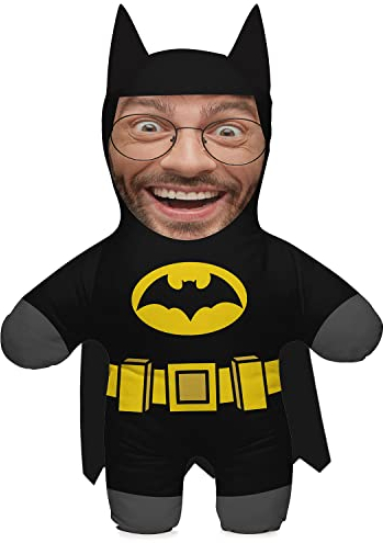 Kissen mit eigenem Foto Personalisiertes Lustiges Fotogeschenk mit eigenem Gesicht Bedruckt 45 cm Hoch Body Körper Foto-Kissen zum Geburtstag Vatertag Motiv Fotokissen Bat Mann [091]