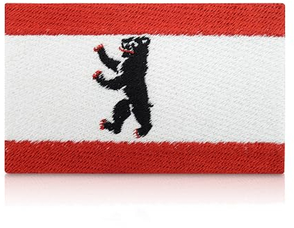Finally Home Berlin Flagge Patch zum Aufbügeln | 8,2 x 4,9 cm | Stadt Patches, Berliner Bär Bügelbild, Biker Aufbügler, Flaggen Aufnäher, Fahne Applikation