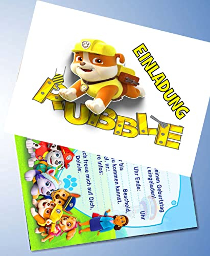 ich 10 Einladungskarten für Geburtstag Partys und Kindergeburtstag Kompatibel mit Paw Patrol Nr. 4