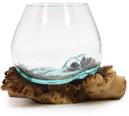 Generic Cuenco de vidrio fundido en madera de parásito rara, estilo rústico costero, 500 ml, hecho a mano, apto para lavavajillas, apto para microondas, cuenco trifle