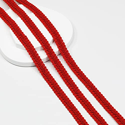 Gimp Braid Trim 12Yards 1.2cm/0.47in Fabric Decorative Webbing for All Kinds of Sewn Garments, Curtains,Lampshade, Sofa DIY Sewing and Crafting (Red - 1.2)