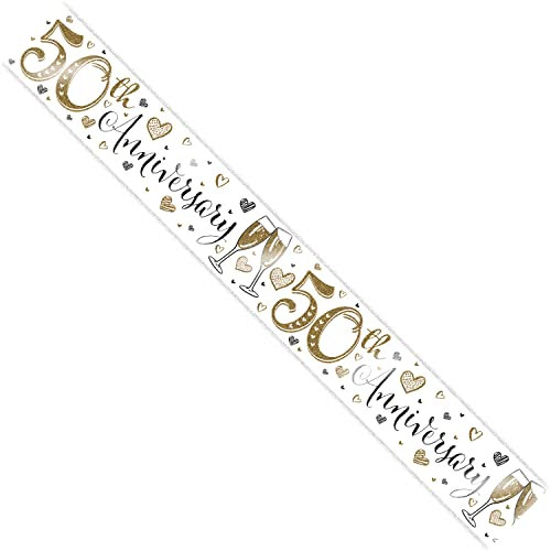 50th Wedding Anniversary Golden Wedding Holographic Recyclable Birthday Party Banner