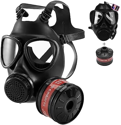 RANKSING Mascarilla de protección respiratoria de cara completa máscara de gas reutilizable con P-A-2 40 mm filtro de carbón activado bidón de goma negra máscara rusa para uso doméstico industrial y