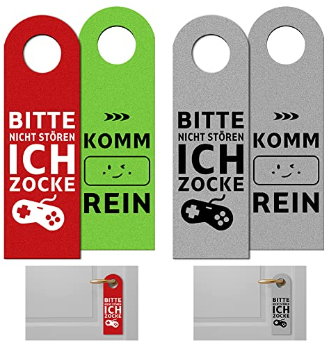 2 Stk Komm Rein Bitte Nicht Stören Ich Zocke Schild, Bitte Nicht Stören Schild Lustig für Gamer Zimmer Deko, Filz Türanhänger Schilder Coole Sachen für Teenager Mädchen Jungen Gaming Zimmer Deko
