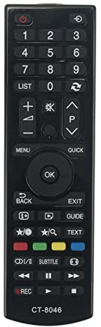 CT-8046 Telecomando di ricambio -VINABTY-Fit per Toshiba HD TV CT8046 Telecomando 32W1534DG 24D1533DB 40L1533DB 24D1544DG 24D1633DB 24W1633DB 32L1544DG 32W1533DB