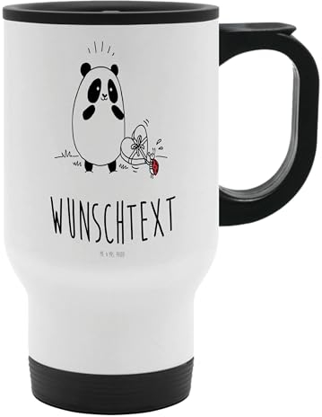 Mr. & Mrs. Panda Personalisierter Thermobecher Panda Dankeschön - Personalisierte Geschenke, Personalisierter Isolierbecher, Bedrucken,