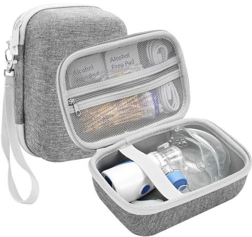 ProCase Tasche für Tragbar Inhalationsgerät, Hard EVA Inhalator Vernebler Organizer Aufbewahrungstasche, Asthma Inhaler Spacer Reisetasche Tragetasche, Stoßfest Inhaliergerät Schutzhülle -Grau