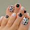 Handcess False Toenails Black White Press on Toe Nail Glossy Fake Toe Nails Full Cover Acrylic Toe Nail Art Tips for Women Girls 24Pcs