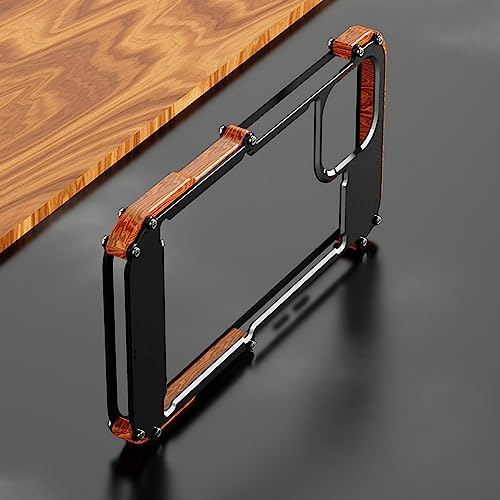 LIFEKA pour iPhone 14 13 12 11 Pro Max 12 Mini SE 2020 X 10 6 6s 7 8 Plus XR XS Coque Aluminium Bumper Metal & Coque de téléphone Antichoc en Bois, Noir, Marron, pour iPhone 12Pro Max