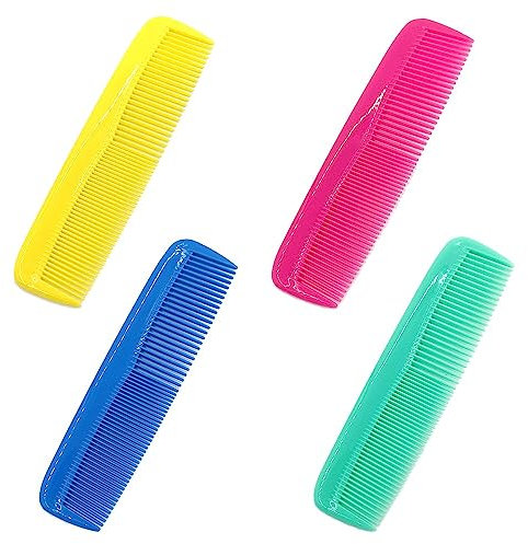 DAZISEN 4 Peines de Pelo de Plástico - Peines de Bolsillo Peine de Pelo Peine de Peinado de Peluquería Fino Herramienta de Cuidado de Cabello para Mujeres y Hombres