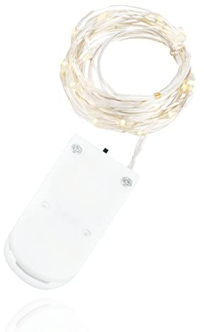 Micro LED Lichterkette mit Batterie auf Silberdraht für Party Garten Beleuchtung Deko Weihnachten Halloween Hochzeit (1x10er)