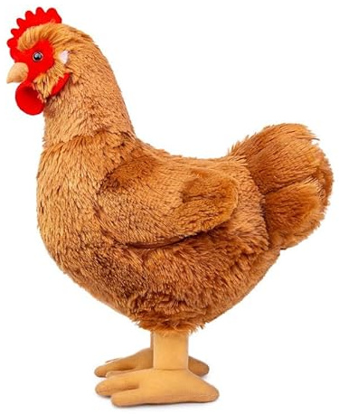 PuffPurrs Hen Plush - Lebensechte 13-Zoll stehende braune Hennen-Hühner Stofftiere, Niedliches Spielzeug, echtes Plüschtier für die Heimdekoration, einzigartige Plüsch-Geschenksammlung für Kinder