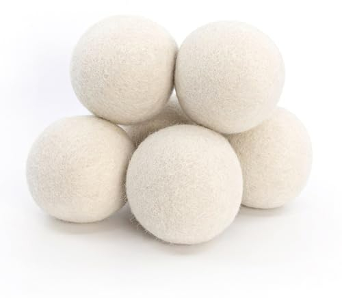 ELYN Confezione da 6 palline di lana per asciugatrice, XL, 100% lana neozelandese, riutilizzabili e fatte a mano, senza profumo, ammorbidente naturale, riduce le rughe e riduce il tempo di asciugatura