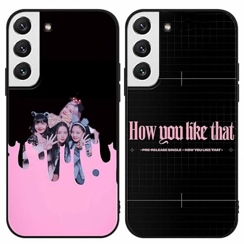 [2 Stück] BLACKPINK Handyhülle für Samsung Galaxy S22 5G Hülle 6,1, Kpop Ästhetik Muster Motiv Design with Schutzhülle Gemustert Kratzfest Stoßfest Weiche TPU für BLINK für Samsung S22 Hüllen,01