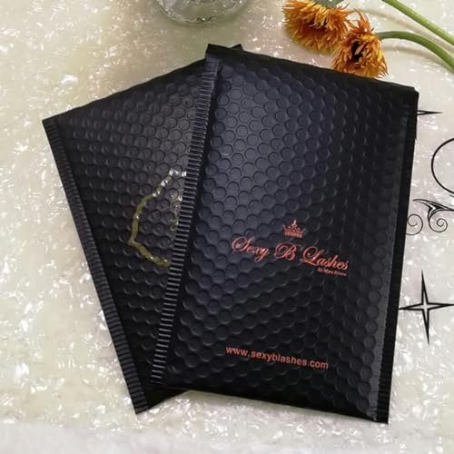 50 Stück individuelle Luftpolstertaschen, gepolsterte Versandtaschen mit bedruckter Versandtasche für Schmuck, Versandtaschen für Make-up-Kleidung, Mattschwarz, 40 x 30 cm