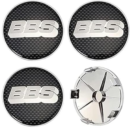 HOBKEY 4 Stück Auto Radnabenkappen für BBS 68mm, Nabendeckel Wasserdicht Rostfrei Radnabenabdeckung Felgendeckel Radnaben Auto Dekoration Zubehör