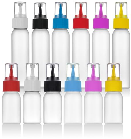 RAMFIYN 12 x 28 ml und 85 ml Glasurflaschen für Kuchenschrift, kleine Quetschflaschen für Keksglasur, Mini-Gewürz-Quetschflaschen zum Dekorieren von Keksen