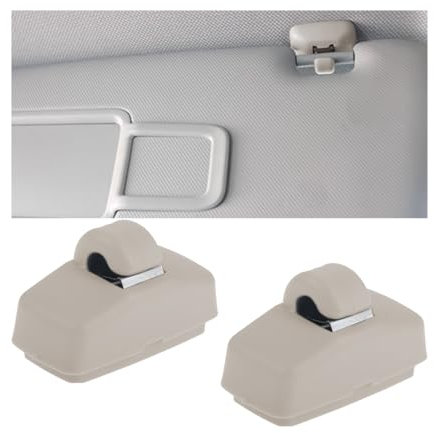Adunsiaoto 2 Piezas Clip Para Visera De Coche, Clip Para Colgar Visera Parasol, Interior Parasol Clips, 3B0857561B Actualizado Interior Del Coche Titular Gancho Soporte De Suspensión(Beige)