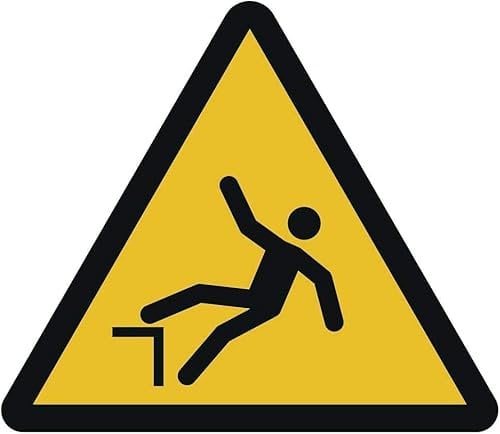 Warnung vor Absturzgefahr Kunststoffschild Ø 10 cm gemäß ISO 7010, ASR A1.3 (wetterfest)