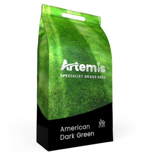 Artemis American Dark Green Grass Seed, 10KG, Fast Germination & Growth, Deep Green Colour All Year, Pet & Family Friendly, New Lawns & Repairs
