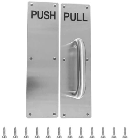 GIONAR Sliding Door Handle, Pull Door Handle Stainless Steel, Door Handle Bar with Push and Pull Function, with Screws, Silver Handles for Heavy Duty Doors(300 x 80 mm)