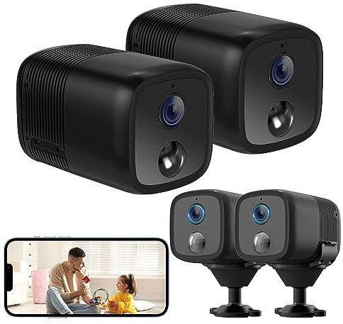 UCOCARE 2K Mini Camara Espia WiFi 2 Piezas, Mini Camara Vigilancia WiFi Interior Bateria 5200mAh, Detección Movimiento AI, 160° Visión, 10m Visión Nocturna, Soporte Alexa, SD/Nube, 2.4 GHz