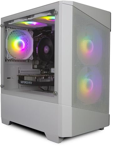 ionz Gaming PC - Desktop Computer, AMD Ryzen 5 4500,Nvidia RTX 3050, 16GB RAM | 500GB SSD, Windows 11, 500W 80+ PSU, WiFi - White | KZ10W Mini