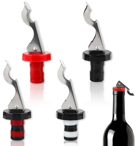 4 Pièces Bouchon Bouteille Vin Réutilisable, Bouchon de Bouteille Biere Bouchons Hermétiques Couvercle de Bouteille Bouchon de Champagne pour Sceller Vin Rouge et Autres Liquides Etanche Caoutchouc