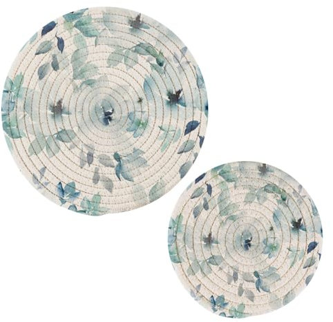 Watercolor Pattern Floral Adventure Trivets Cotton Hot Plate Mat Heat Resistant Cloth Hot Pads for Pots Wood Stove 2 pcs
