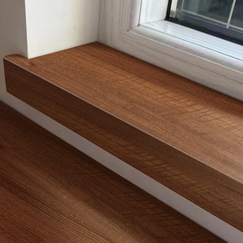 Alfeizar Ventana Tapa de Alféizar de Ventana con Acabado de Grano de Madera Marrón, Protectores de Protección de Repisa de Ventana de Nariz de 4 cm, Cubierta / Guardia de Repisa de Ventana(60x30cm/23.