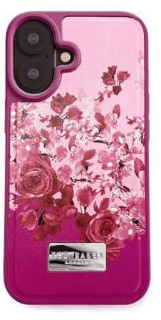 Ted Baker Scattered Flowers Inlay Hard Shell for iPhone 16 Compatible with Magsafe - Pink