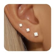FUNEIA 3 Paar Ohrstecker Gold Set Damen 14K Vergoldet Wasserfeste Ohrringe 925er Sterling Silber Hypoallergen Klein Rund Zirkonia Herz Mehrere Ohrlöcher Schmuck
