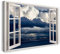 Printistico Leinwandbild (40x30cm) Fensterblick - Himmel über See Wasser Berge Wolken Natur - Natur-Fotografie, echter Holz-Keilrahmen inkl. Aufhänger, handgefertigt in Deutschland